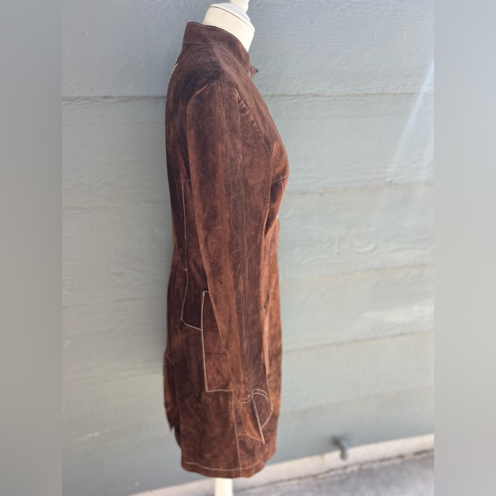 Vintage Brown Leather Suede Jacket - Picture 5 of 6